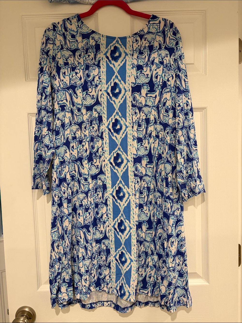 Lilly Pulitzer Blue White Graphic Elephant-Print Mini Dress
